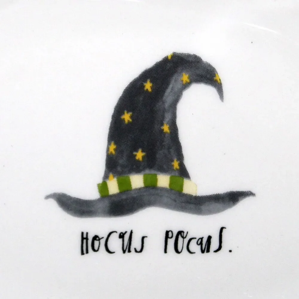 2 Rae Dunn Magenta Halloween oval appetizer plates Hocus Pocus Witch hat boots